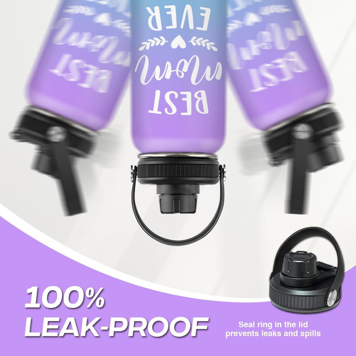 Purple Best Mom Ever Chug Lid Water Bottle 32oz