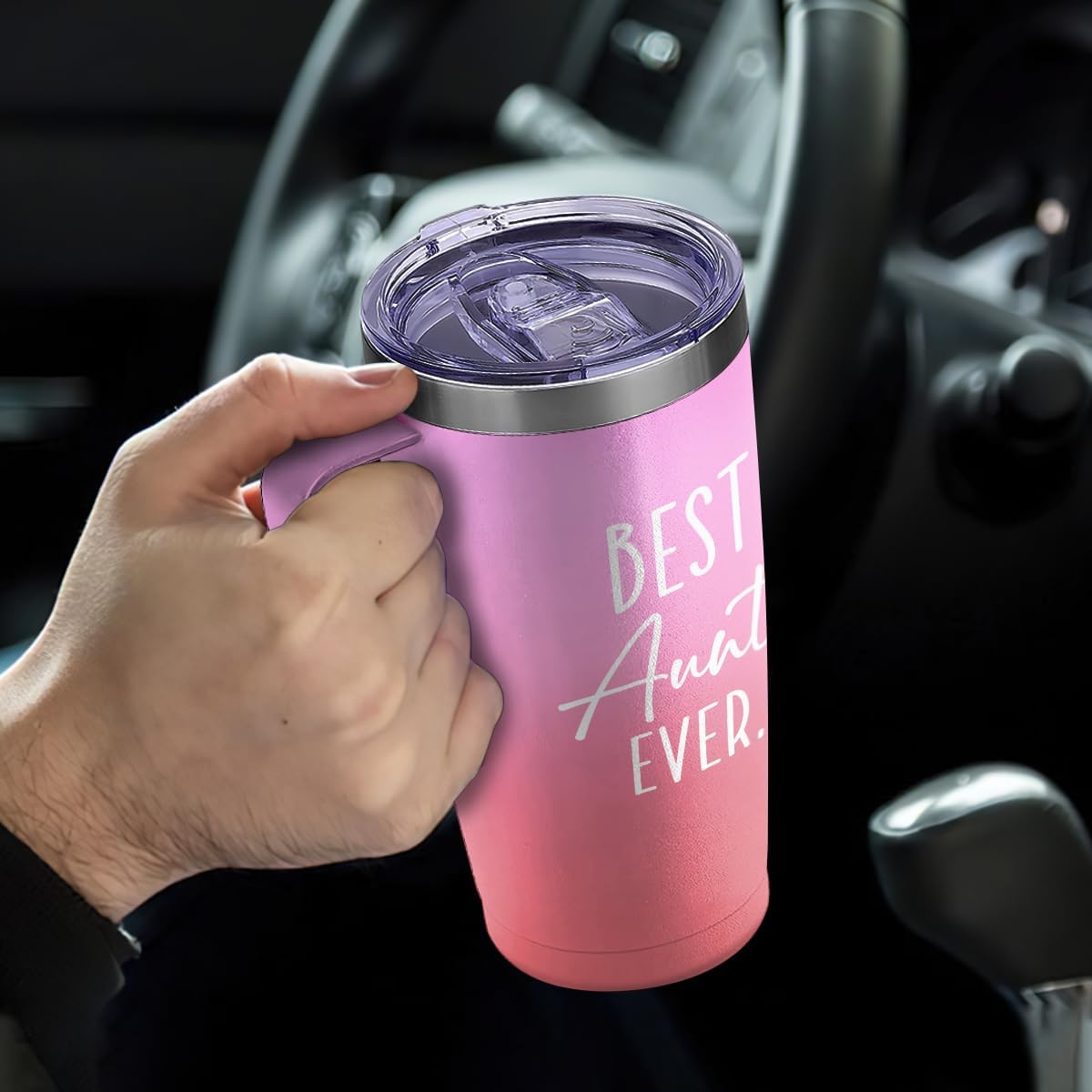 Coral Aunt Curved Tumbler with Handle 20oz