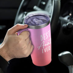 Coral Aunt Curved Tumbler with Handle 20oz