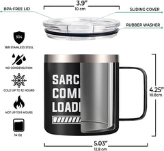 SANDJEST Sarcastic Comment Loading Tumbler for Men 14oz Insulated Coffee Mug with Handle Funny travel Cup Sarcasm Gifts for Dad Grandpa Coworker Gift for Birthday Christmas
