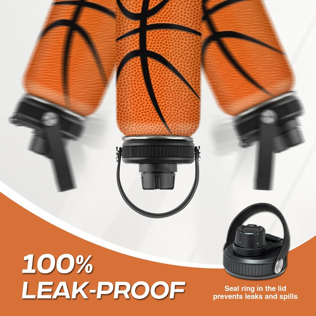 Orange Basketball Chug Lid Water Bottle 32oz