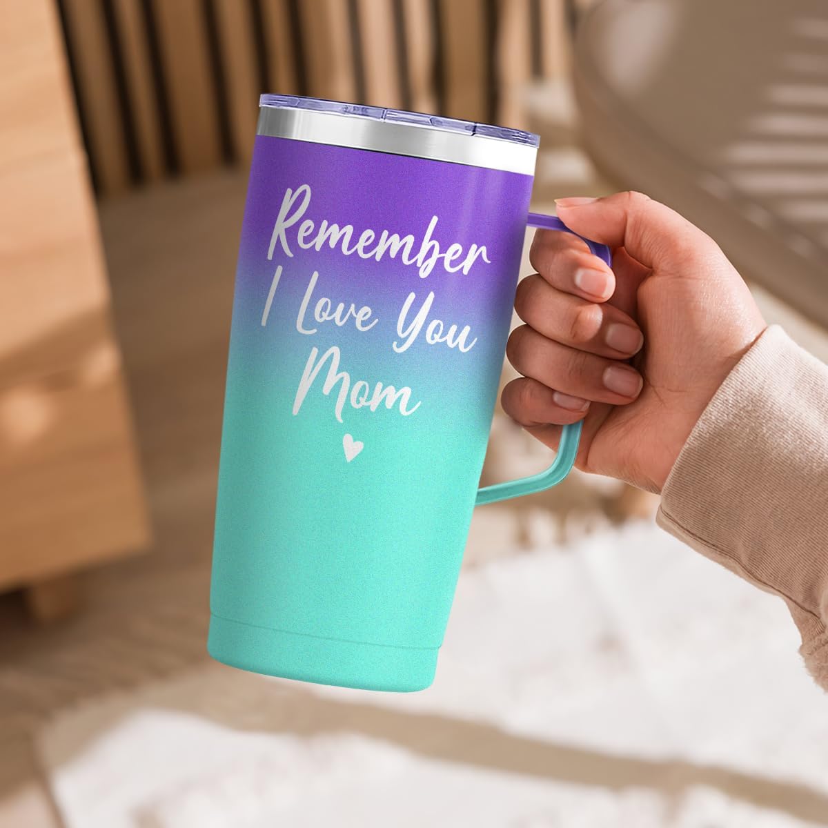 Blue Mom Curved Tumbler with Handle 20oz