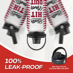 SANDJEST Baseball Water Bottle 32oz Hustle Hit Never Quit Stainless Steel Insulated Bottles for Men Women Sports Lovers Baseball Fan Players Coach Baseball Gifts for Birthday Christmas