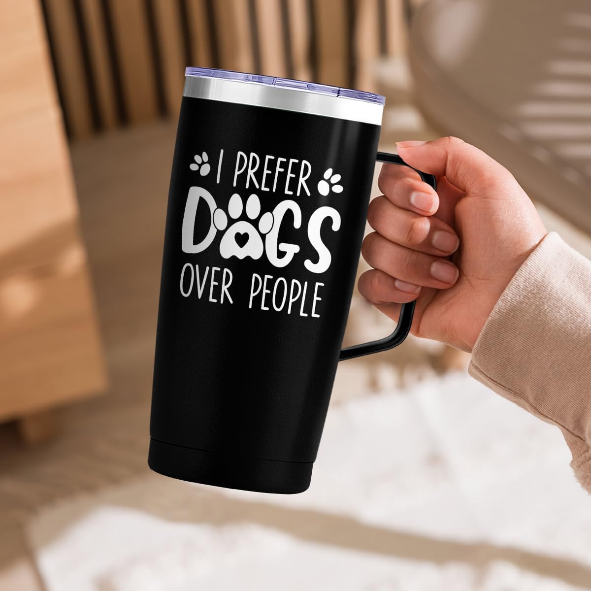 Black Dog Curved Tumbler with Handle 20oz