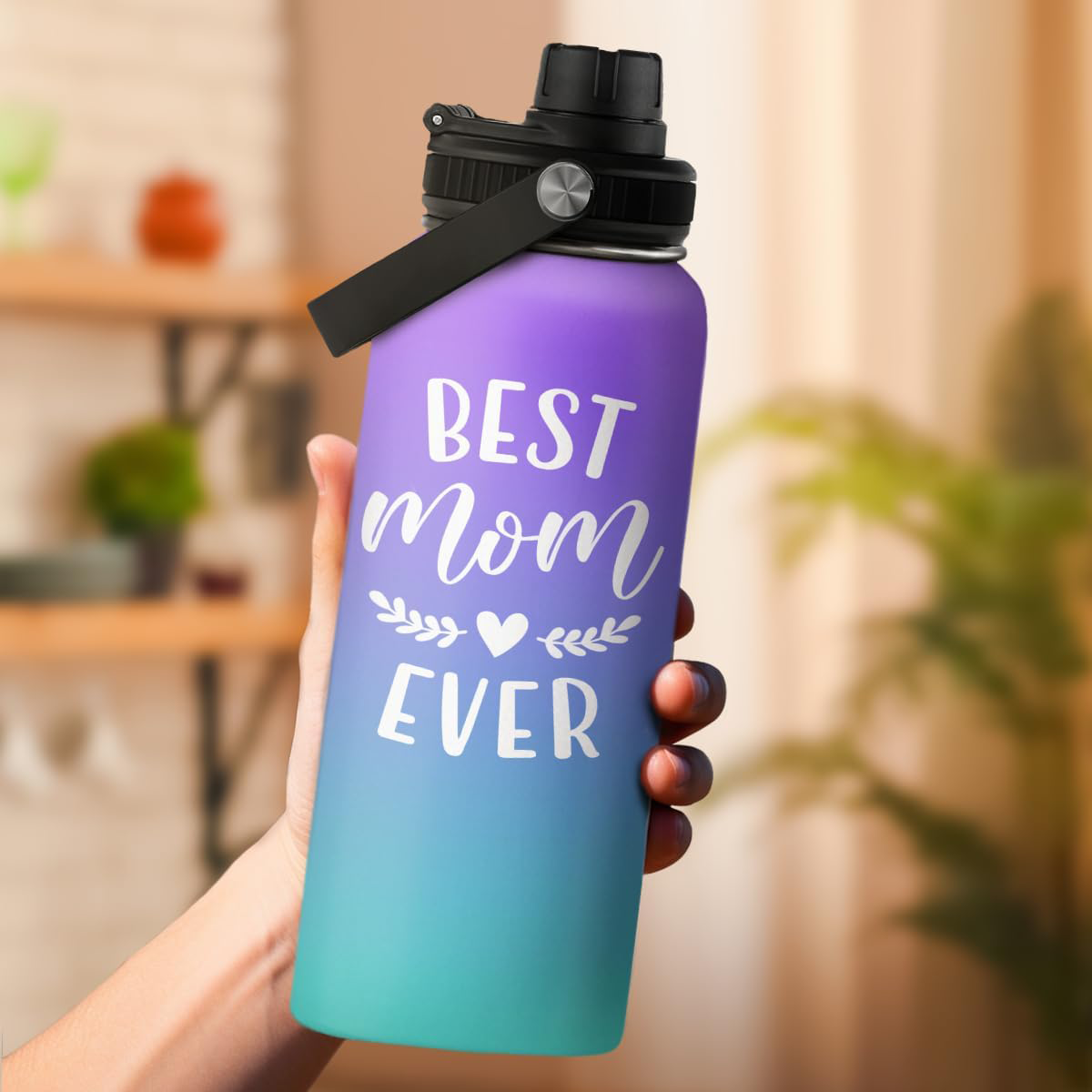 Purple Best Mom Ever Chug Lid Water Bottle 32oz