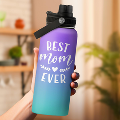 Purple Best Mom Ever Chug Lid Water Bottle 32oz