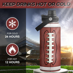 Brown Football Chug Lid Water Bottle 32oz