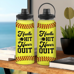 Yellow Softball Chug Lid Water Bottle 32oz