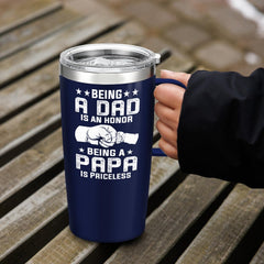 SANDJEST Papa Tumbler with Handle 20oz Coffee Travel Mug Cup Grandfather Gift for Grandpas Grandfathers Grandad Birthday Christmas Present Gifts for Grandpa from Granddaughter Grandson