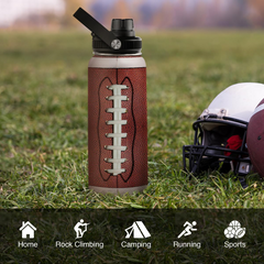 Brown Football Chug Lid Water Bottle 32oz