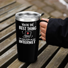 SANDJEST You are The Best Thing 20oz Tumbler with Handle Coffee Travel Mug Cup Gift for Boyfriend Husband Wife Girlfriend Gift for Her Him Valentines Birthday Anniversary Christmas Presents