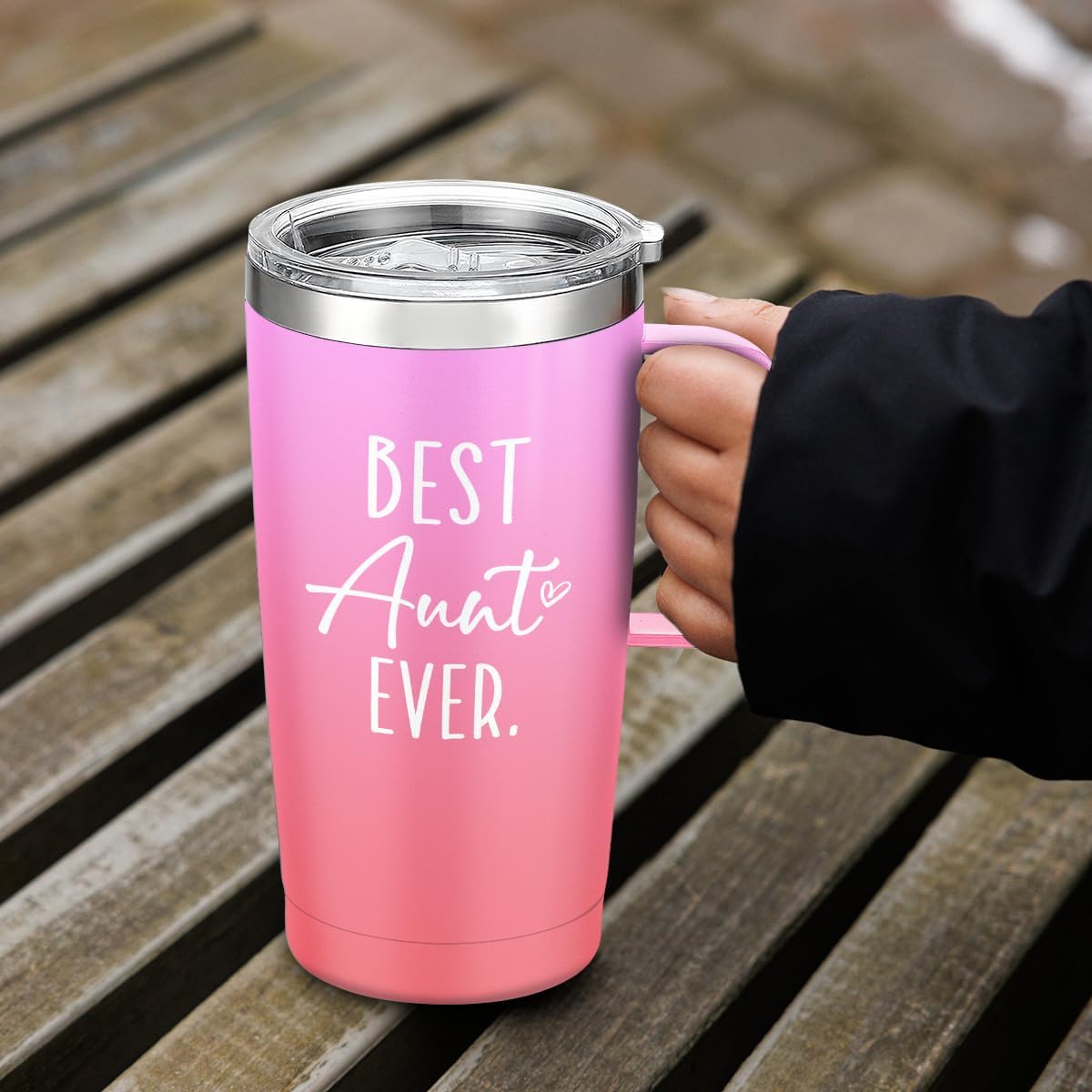 Coral Aunt Curved Tumbler with Handle 20oz