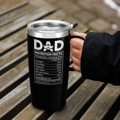 SANDJEST Dad Cup Tumbler with Handle 20oz Dad Nutrition Facts Stainless Steel Travel Coffee Mug Best Dads Gift for Fathers Birthday Christmas Valentines Gift for Men Father Daddy from Daughter Son