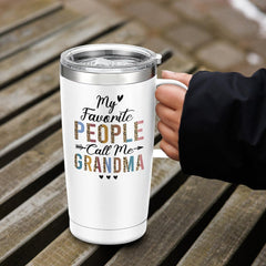 SANDJEST Grandma Tumbler with Handle 20oz Stainless Steel Insulated Tumblers Coffee Travel Mug Nana Cup Gift for Grandmother Grandmom Mimi Grandmas Gift from Grandkids for Birthday Christmas