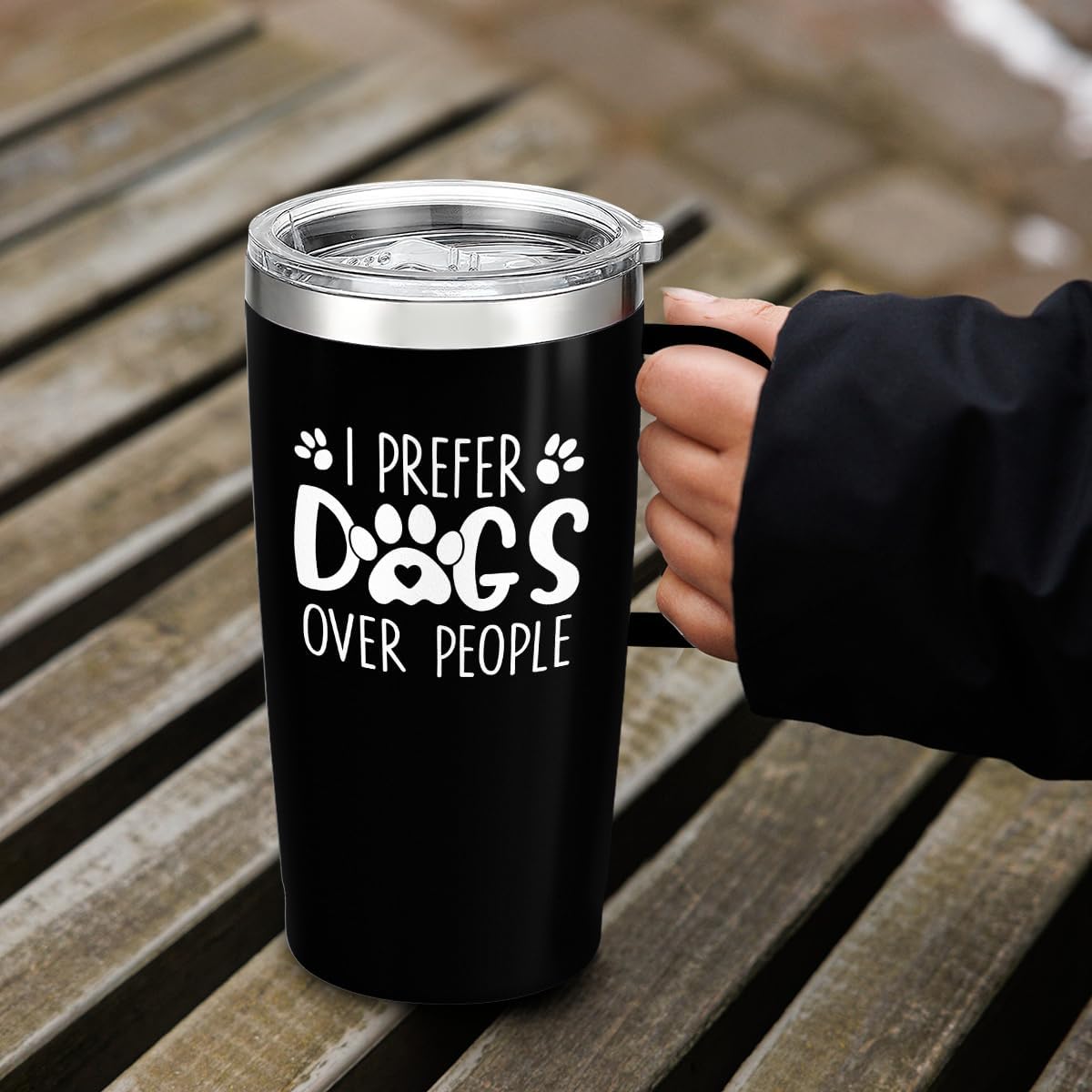 Black Dog Curved Tumbler with Handle 20oz
