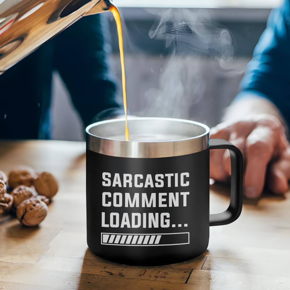 SANDJEST Sarcastic Comment Loading Tumbler for Men 14oz Insulated Coffee Mug with Handle Funny travel Cup Sarcasm Gifts for Dad Grandpa Coworker Gift for Birthday Christmas