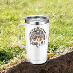 SANDJEST Grandma Tumbler with Handle 20oz Stainless Steel Insulated Tumblers Coffee Travel Mug Nana Cup Gift for Grandmother Grandmom Mimi Grandmas Gift from Grandkids for Birthday Christmas