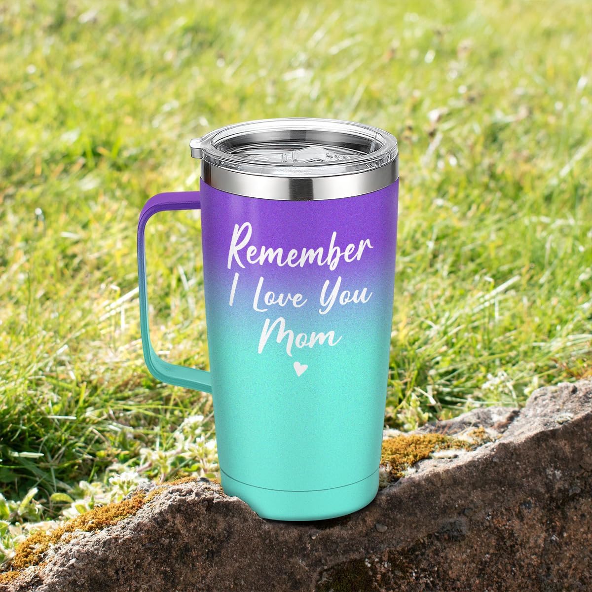 Blue Mom Curved Tumbler with Handle 20oz
