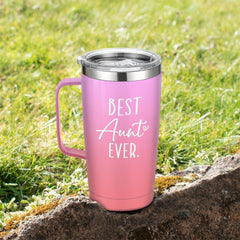 SANDJEST Best Aunt Tumbler Auntie Cup with Handle 20oz Stainless Steel Insulated Coffee Travel Mug Cups Gifts for Aunts from Niece Nephew Gift for Birthday Christmas