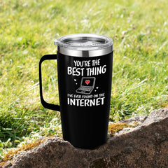 SANDJEST You are The Best Thing 20oz Tumbler with Handle Coffee Travel Mug Cup Gift for Boyfriend Husband Wife Girlfriend Gift for Her Him Valentines Birthday Anniversary Christmas Presents
