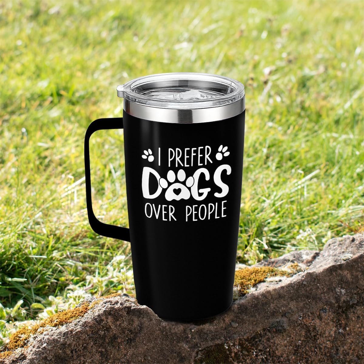 Black Dog Curved Tumbler with Handle 20oz