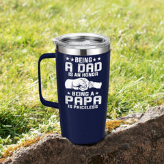 SANDJEST Papa Tumbler with Handle 20oz Coffee Travel Mug Cup Grandfather Gift for Grandpas Grandfathers Grandad Birthday Christmas Present Gifts for Grandpa from Granddaughter Grandson