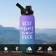 Purple Best Mom Ever Chug Lid Water Bottle 32oz