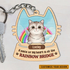 A Piece Of My Heart Is At The Rainbow Personalized Keychain