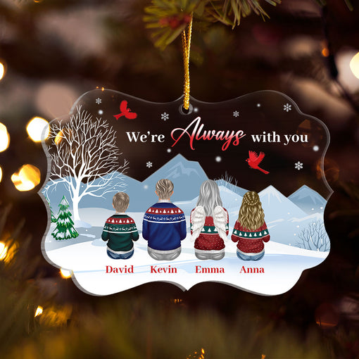 Always With You Family Memorial Snow Background Personalized Ornament