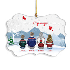Always With You Family Memorial Snow Background Personalized Ornament