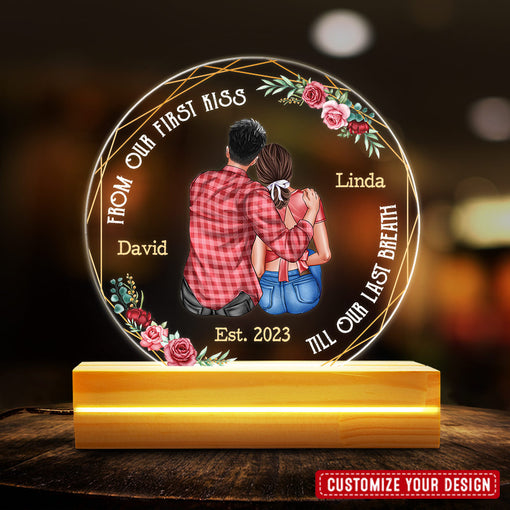 Anniversary Gift Couple From First Kiss Personalized Led Night Light