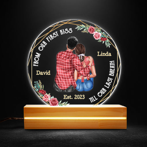 Anniversary Gift Couple From First Kiss Personalized Led Night Light