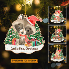 Baby Woodland Animal First Christmas Personalized Ornament