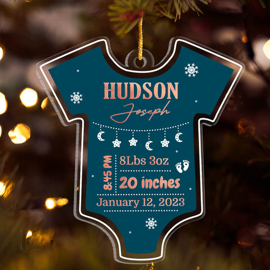 Babysuit Birth Statistic Christmas Personalized Ornament