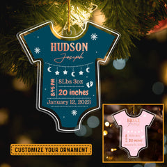 Babysuit Birth Statistic Christmas Personalized Ornament
