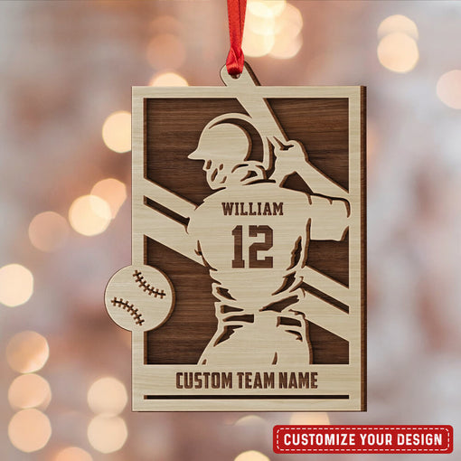 Baseball Player Christmas Personalized Ornament