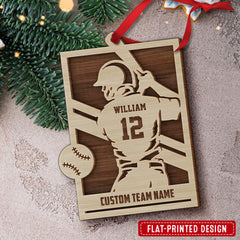 Baseball Player Christmas Personalized Ornament