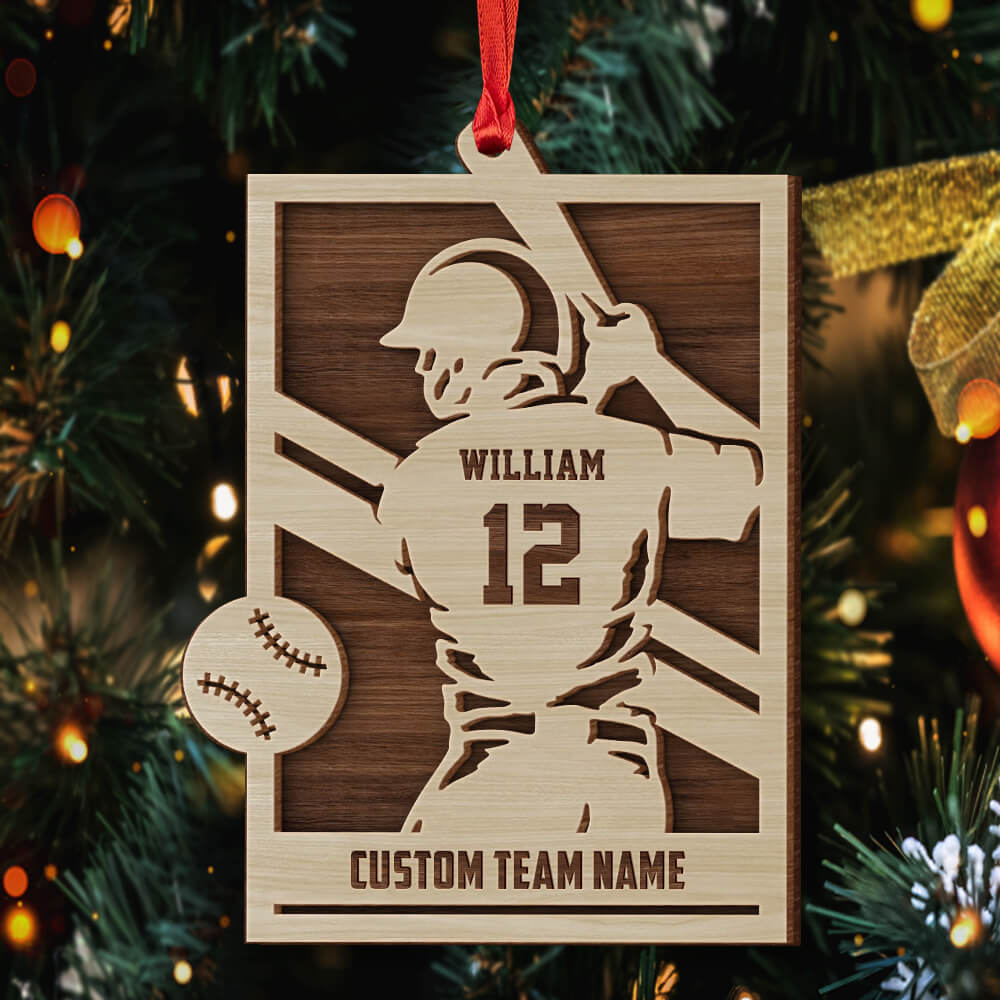 Baseball Player Christmas Personalized Ornament