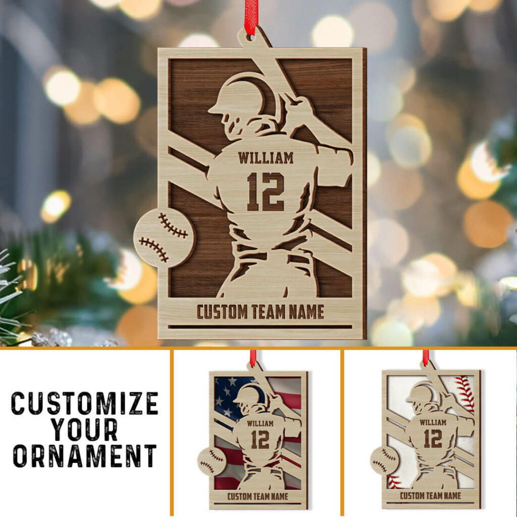 Baseball Player Christmas Personalized Ornament