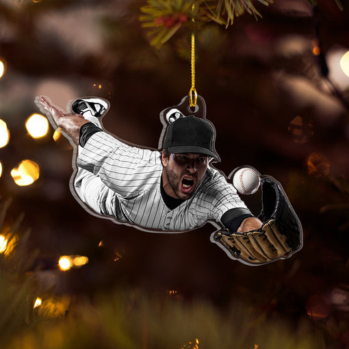 Baseball Player Custom Shape Photo Personalized Ornament