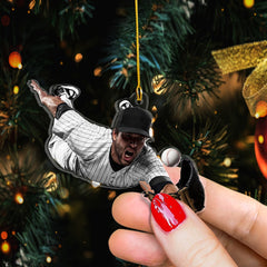 Baseball Player Custom Shape Photo Personalized Ornament