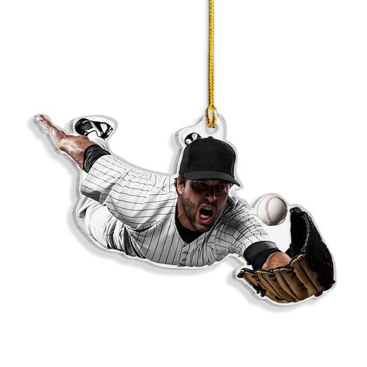 Baseball Player Custom Shape Photo Personalized Ornament