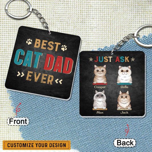 Best Cat Dad Ever Personalized Keychain