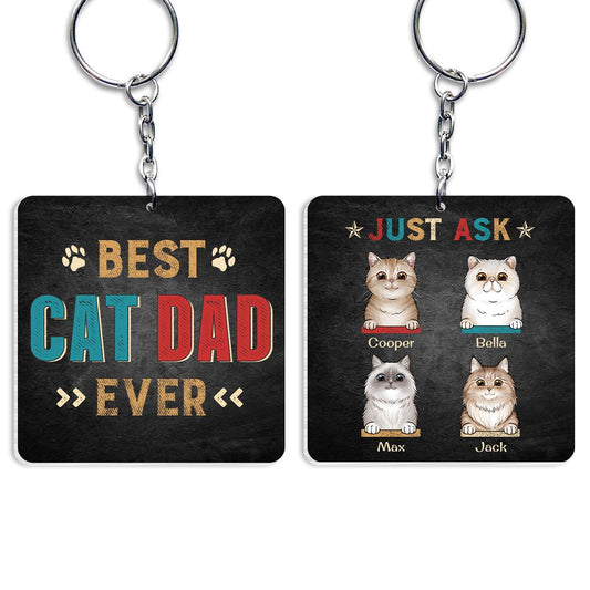 Best Cat Dad Ever Personalized Keychain