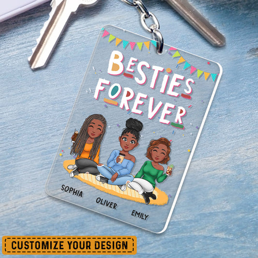 Besties Forever Personalized Transparent Keychain