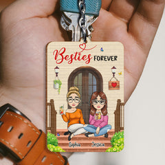 Besties Forever Personalized Wooden Keychain