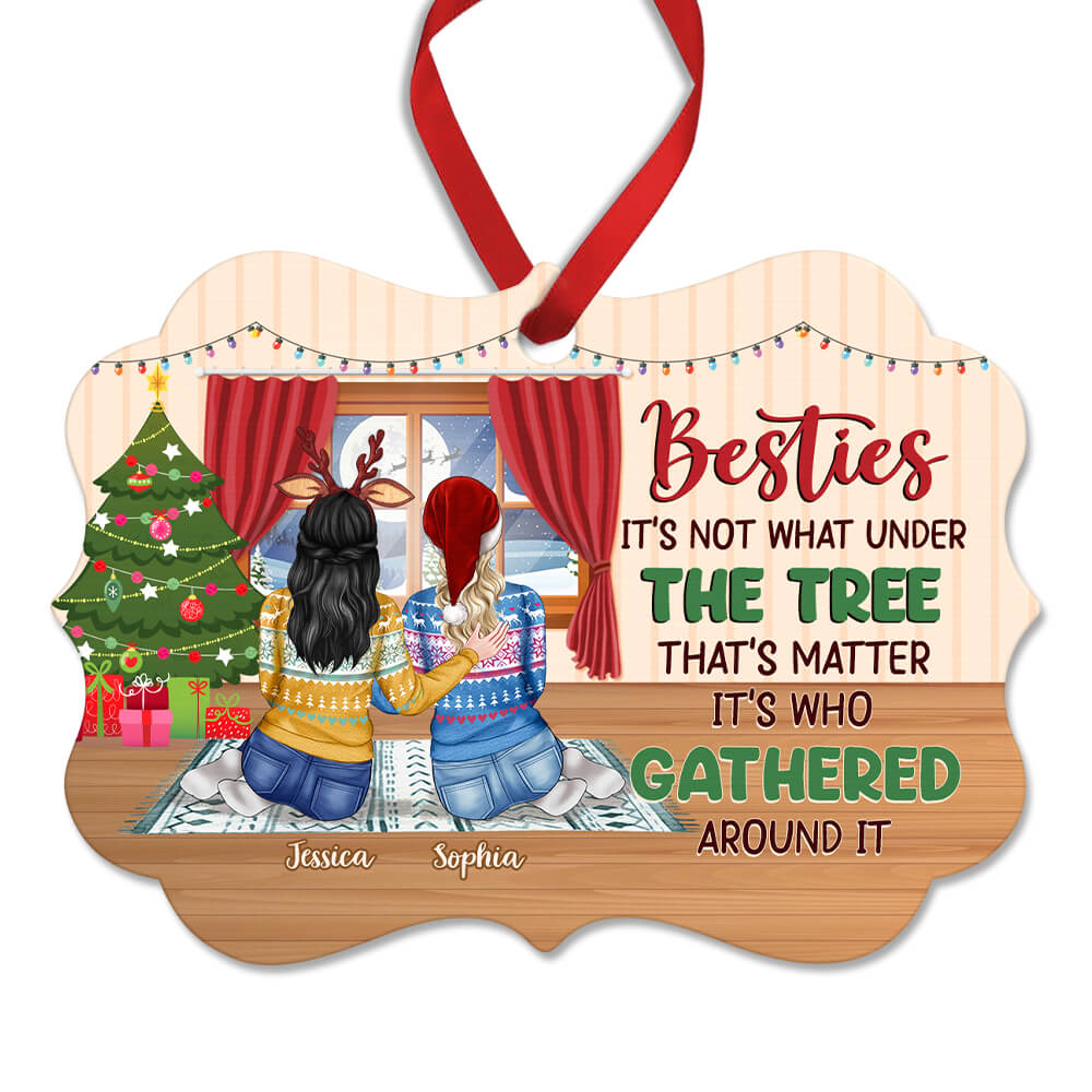 Besties Sitting by Window Christmas Personalized Ornament