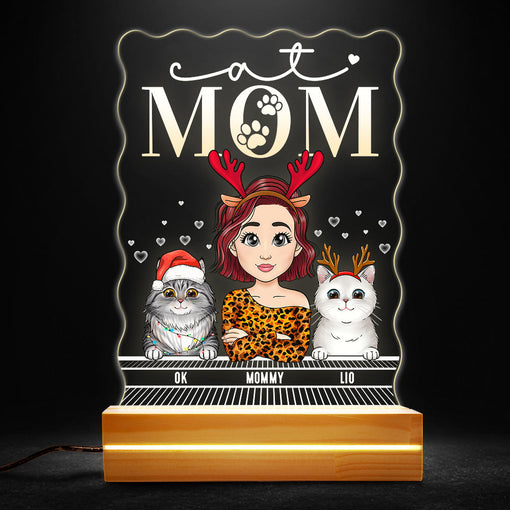 Cat Mom Personalized Led Night Light for Cat Lovers