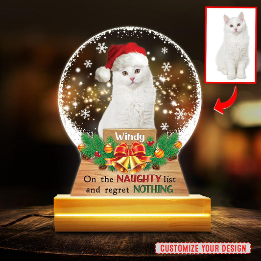 Cat On The Naughty List Personalized Led Night Light