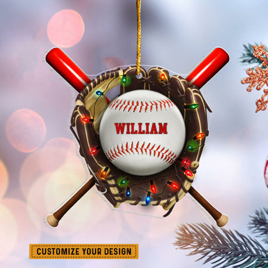 Christmas Baseball Name Personalized Ornament